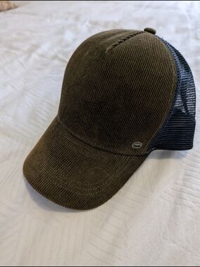 Diesel Olive Green Corduroy Front Trucker Hat